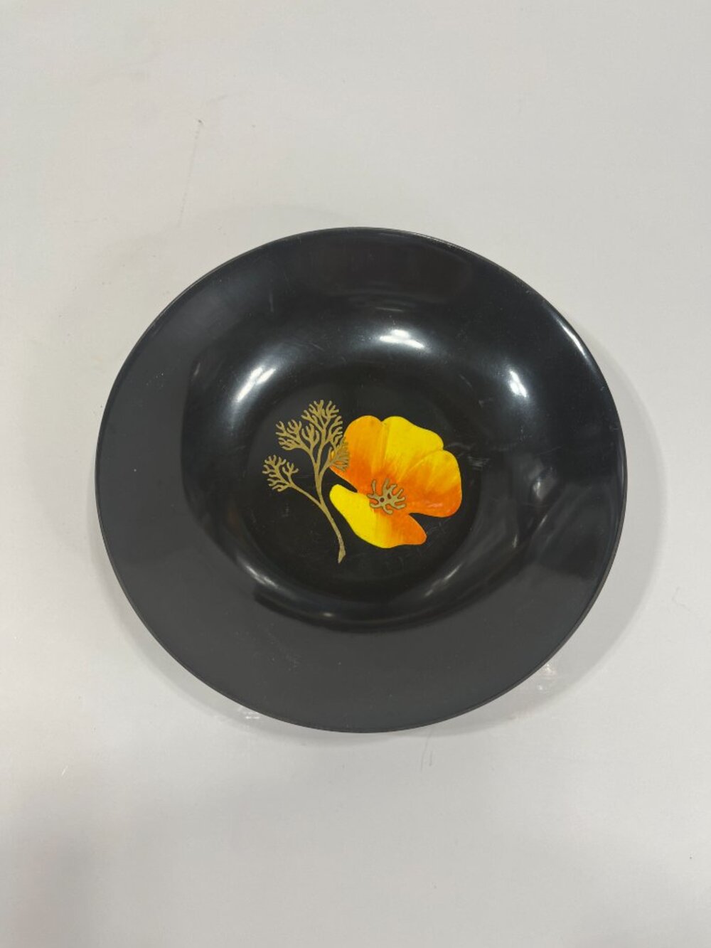 MCM Couroc of Monterey 7.75" Poppy Brass Inlay Serving Presentation Bowl Dish